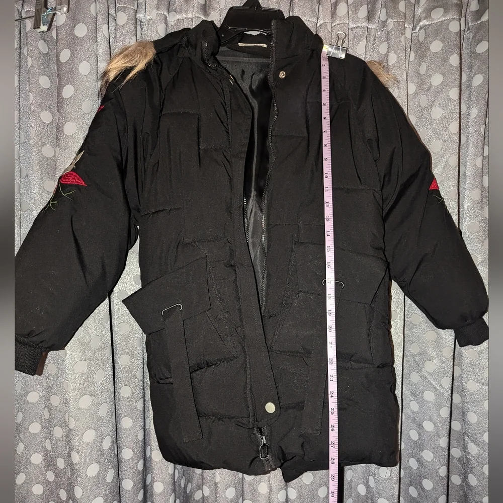 Embroidered Sleeve Hooded Full Zip Jacket XXL